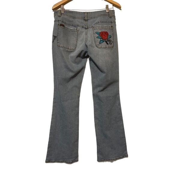 FUBU Vintage Jeans Relaxed fit Size 11/12 Cotton Pants Floral Appliqué Y2K - Picture 1 of 7